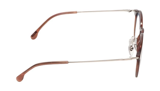 Side View of Lozza SL4207M Designer Progressive Lens Blue Light Blocking Eyeglasses in Crystal Brown Unisex Round Full Rim Acetate 50 mm