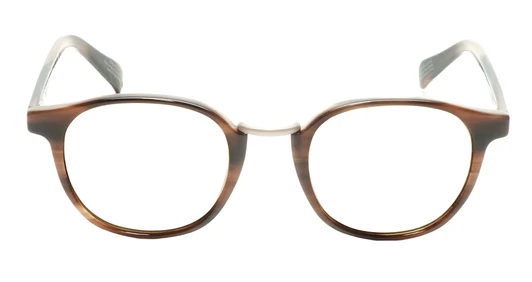 Front View of OTIS A Day Late Designer Reading Eye Glasses in Eco Hornwood Unisex Round Full Rim Acetate 50 mm