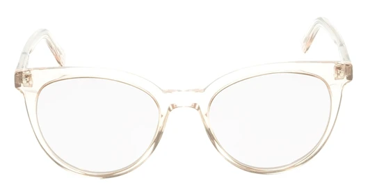 Front View of OTIS Jazmine Designer Bi-Focal Prescription Rx Eyeglasses in Eco Crystal Coral Ladies Cat Eye Full Rim Acetate 53 mm