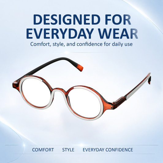 Top View of Elton John Mash Up Unisex Round Full Rim Designer Reading Glasses in Red Crystal 44mm