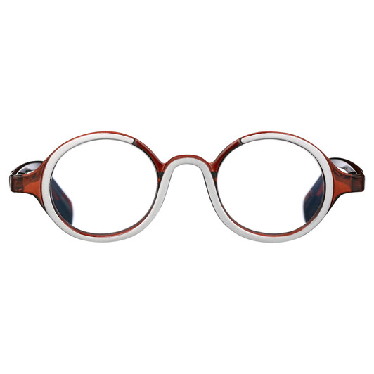 Front View of Elton John Mash Up Designer Single Vision Prescription Rx Eyeglasses in Red Crystal Unisex Round Full Rim Acetate 44 mm