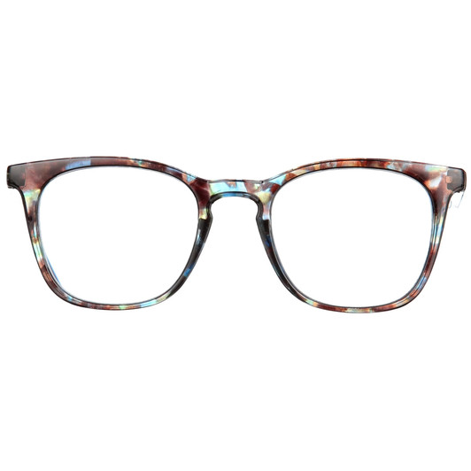 Front View of Elton John Single 1 Designer Bi-Focal Prescription Rx Eyeglasses in Multi Color Crystal Brown Blue Unisex Square Full Rim Acetate 45 mm