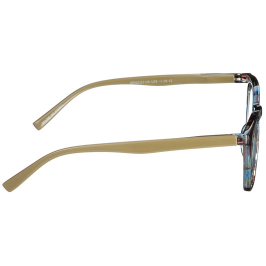 Side View of Elton John Single 1 Designer Progressive Lens Prescription Rx Eyeglasses in Multi Color Crystal Brown Blue Unisex Square Full Rim Acetate 45 mm