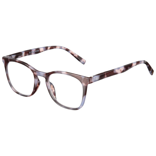 Profile View of Elton John Single 2 Designer Reading Eye Glasses with Custom Cut Powered Lenses in Tortoise Havana Brown Unisex Square Full Rim Acetate 45 mm