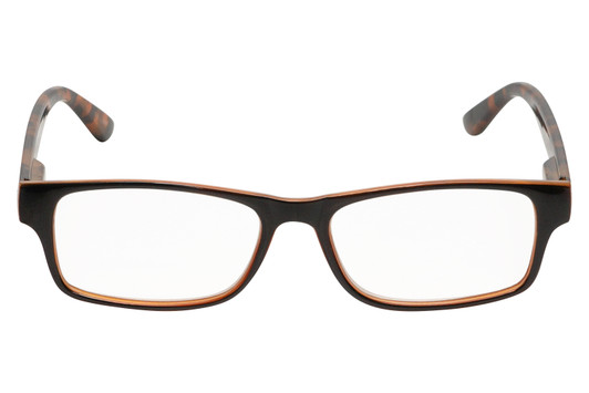 Front View of Perry Ellis PEBX44 Unisex Rectangular Full Rim Designer Reading Glasses in Gloss Brown Marble 50mm