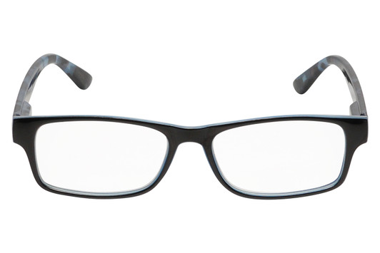 Front View of Perry Ellis PEBX44 Unisex Rectangular Full Rim Designer Reading Glasses in Gloss Navy Blue Marble 50mm