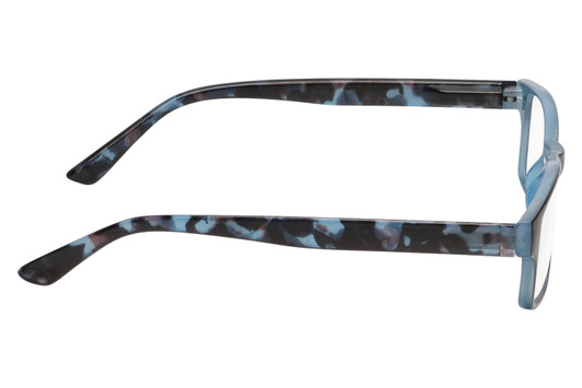 Side View of Perry Ellis PEBX44 Unisex Rectangular Full Rim Designer Reading Glasses in Gloss Navy Blue Marble 50mm