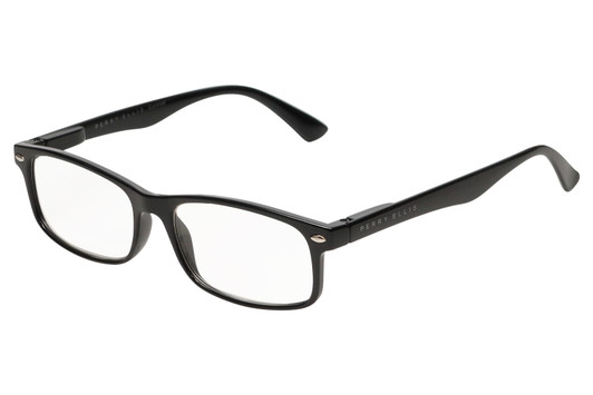 Profile View of Perry Ellis PEBX54 Designer Blue Light Blocking Eyeglasses in Gloss Black Marble Unisex Rectangular Full Rim Acetate 53 mm