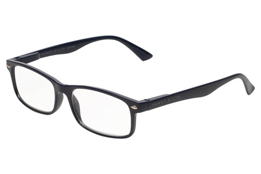 Profile View of Perry Ellis PEBX54 Designer Blue Light Blocking Eyeglasses in Gloss Navy Blue Marble Unisex Rectangular Full Rim Acetate 53 mm