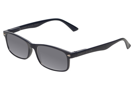 Profile View of Perry Ellis PEBX54 Designer Polarized Sunglasses with Custom Cut Smoke Grey Lenses in Gloss Navy Blue Marble Unisex Rectangular Full Rim Acetate 53 mm