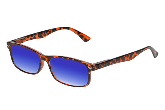Profile View of Perry Ellis PEBX54 Designer Polarized Sunglasses with Custom Cut Blue Mirror Lenses in Gloss Tortoise Havana Marble Unisex Rectangular Full Rim Acetate 53 mm