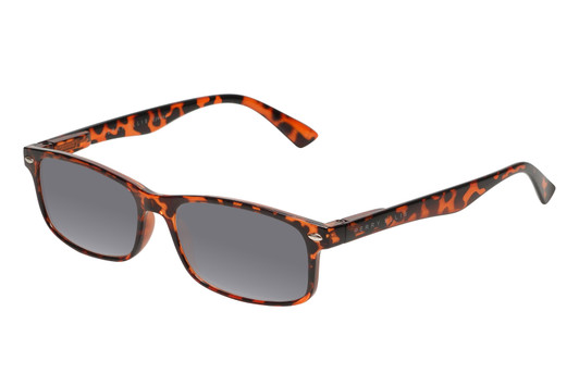 Profile View of Perry Ellis PEBX54 Designer Polarized Sunglasses with Custom Cut Smoke Grey Lenses in Gloss Tortoise Havana Marble Unisex Rectangular Full Rim Acetate 53 mm