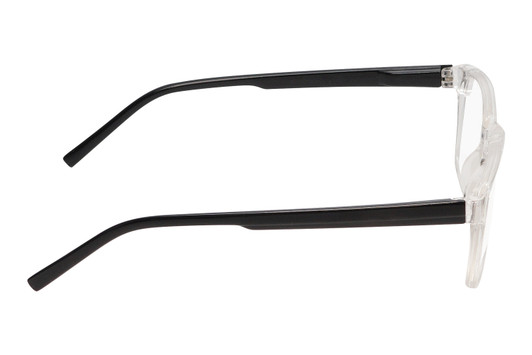 Side View of Perry Ellis PEBX55 Designer Progressive Lens Prescription Rx Eyeglasses in Gloss Crystal Clear Marble Unisex Square Full Rim Acetate 52 mm