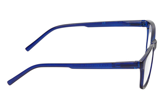 Side View of Perry Ellis PEBX55 Designer Blue Light Blocking Eyeglasses in Gloss Navy Blue Marble Unisex Square Full Rim Acetate 52 mm