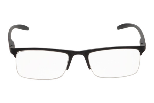 Front View of Perry Ellis PEBX58 Unisex Rectangular Semi-Rimless Designer Reading Glasses in Gloss Black Marble 50mm