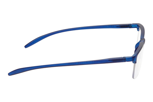 Side View of Perry Ellis PEBX58 Unisex Rectangular Semi-Rimless Designer Reading Glasses in Gloss Navy Blue Marble 50mm