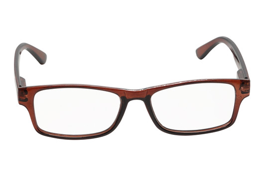 Front View of Perry Ellis PEBX59 Designer Reading Eye Glasses with Custom Cut Powered Lenses in Gloss Dark Brown Marble Unisex Rectangular Full Rim Acetate 50 mm