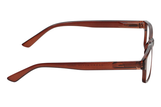 Side View of Perry Ellis PEBX59 Designer Single Vision Prescription Rx Eyeglasses in Gloss Dark Brown Marble Unisex Rectangular Full Rim Acetate 50 mm