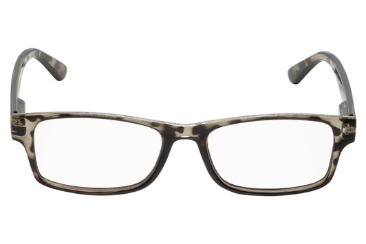Front View of Perry Ellis PEBX59 Unisex Rectangular Full Rim Designer Reading Glasses in Gloss Grey Tortoise Havana Marble 50mm