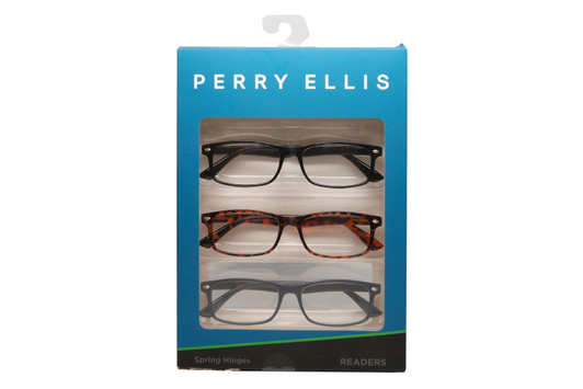 Profile View of Perry Ellis PEBX54 Unisex Rectangular Full Rim Designer Reading Glasses in Gloss Brown Marble, Gloss Navy Blue Marble, Gloss Black Marble 53mm