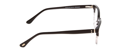 Side View of Ernest Hemingway H4819 Designer Reading Eye Glasses with Custom Cut Powered Lenses in Black Clear Grey Gradient Ladies Cateye Full Rim Acetate 52 mm