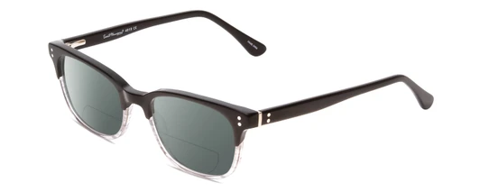 Profile View of Ernest Hemingway H4819 Designer Polarized Reading Sunglasses with Custom Cut Powered Smoke Grey Lenses in Black Clear Grey Gradient Ladies Cateye Full Rim Acetate 52 mm
