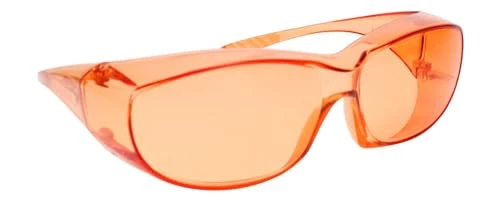 Medspex 6000 Orange Fit Over Safety Glasses Fitover Prescription Eyewear, Migraine Glasses Light Sensitivity Glasses Women Men Outdoor Indoor Blue Light Blocker Over Glasses Eye Protection