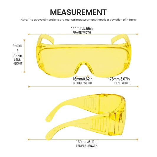Medspex 1003 Yellow Fit Over Safety Glasses – Fitover Prescription Eyewear, Migraine Relief, Light Sensitivity, Blue Light Blocker, Indoor & Outdoor Eye Protection for Women & Men image 4