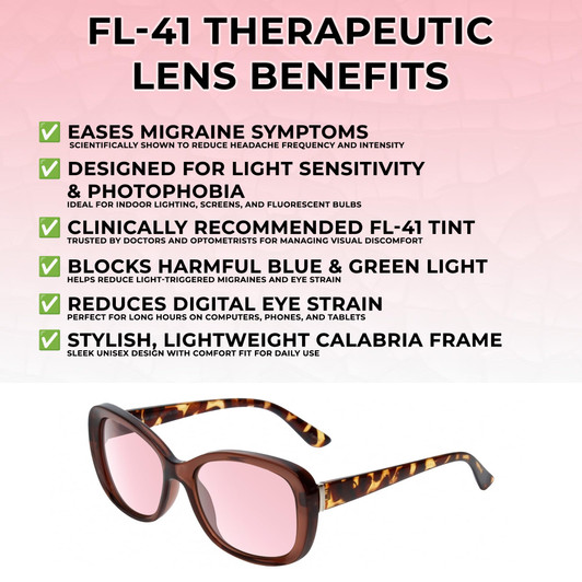 Medspex Calabria SOPHIA Brown Crystal Tortoise FL-41 Rose Color Therapy Reading Glasses image 2