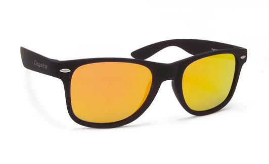 Coyote P-60 Polarized Sunglasses, Matte Black / Red Mirror