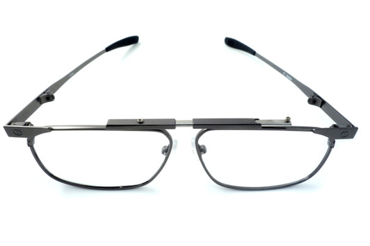 Calabria FAST-FOLD Metal Folding Eyeglasses w/ Case in Pewter :: Rx Single Vision
