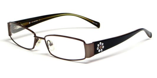 Calabria Vivid 5010 Designer Reading Glasses 52 mm Bronze Black Flower Crystals