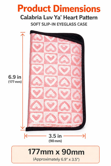 Luv Ya Hearts Large Slip-in Soft Eyeglass Case 6.5"x 3.5"Inch in 5 Color Choices