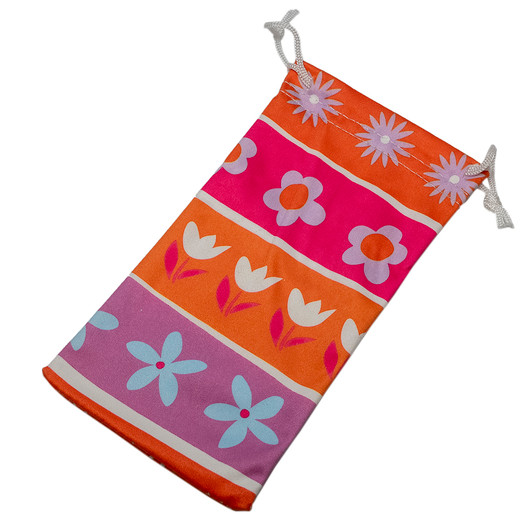 Artistic Drawsting Eyeglass Pouch Case Colorful Flowers Shapes 5 To Choose From