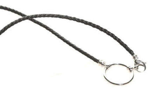 LA LOOP 070P Eyeglass Necklace Black&Grey Braided Italian Leather LA LOOP w/Clasp
