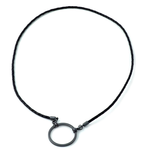 LA LOOP Black Braided Leather With / Gunmetal Silver LA LOOP Glasses Strap 587BLG