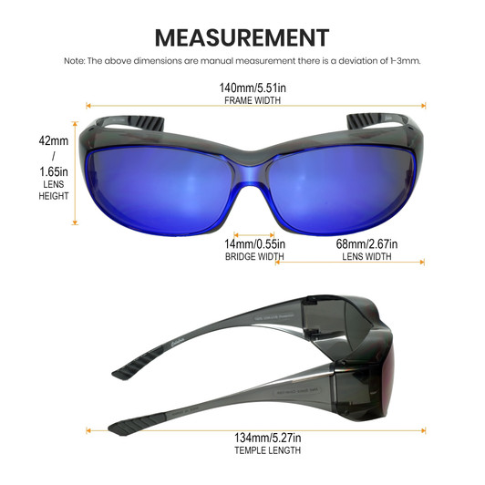 CALABRIA 6000BM Economy Fitover Safety Glasses with UV PROTECTION IN BLUE MIRROR