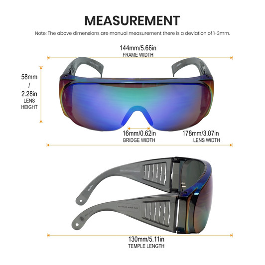 CALABRIA 1003GM Economy Fitover Sunglasses with 100% UV PROTECTION GREEN MIRROR