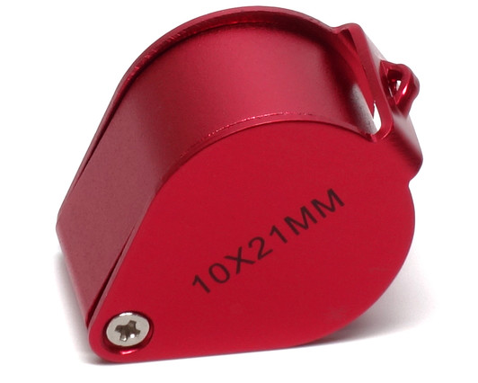Aluminum Red Jeweler's Loupe 10x Magnification 21mm MK995-8RR Glass Lens w/ Case