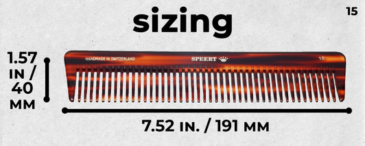 Speert Handmade Swiss European Comb Style #15 7 Inch Wide Tortoise Havana Brown