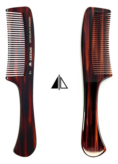 Speert Handmade Swiss European Comb Style #19 7.38"Inches Havana Brown Tortoise