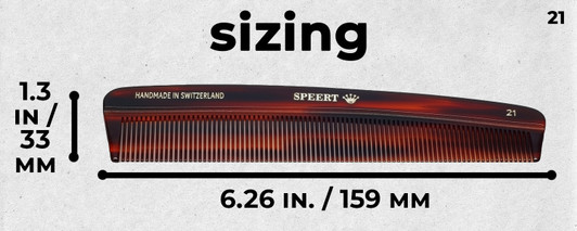 Speert Handmade Swiss European Comb New Style #21 6"Inch Tortoise Havana Brown