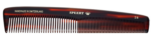 Speert Handmade European Comb Style #28 7" Inch Havana Tortoise Wide/Fine Tooth