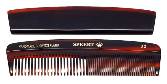 Speert Handmade Swiss European Comb #32 5" Inch Wide & Fine Tooth Brown Tortoise