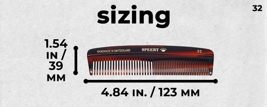 Speert Handmade Swiss European Comb #32 5" Inch Wide & Fine Tooth Brown Tortoise