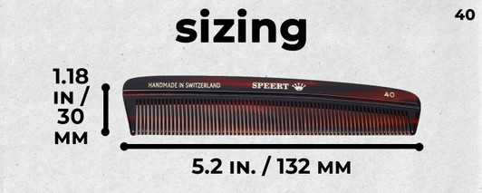 Speert New Swiss Handmade European Comb Style #40 5 Inch Tortoise Havana Brown