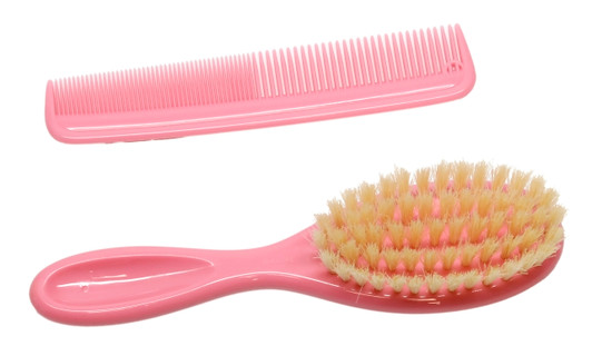 Rachael Stephens BP7B Premium PINK Baby Hair Brush & Comb SET Made in Germany
