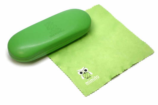 Mimito Kids Hard Eyeglasses Case 6.2"x 1.15"Inch x 2.1 w/Matching Cleaning Cloth