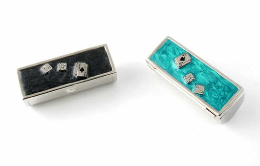 Speert Designer Lipstick Holder#9341 Casino Card Dice Blackjack Craps Black/Green