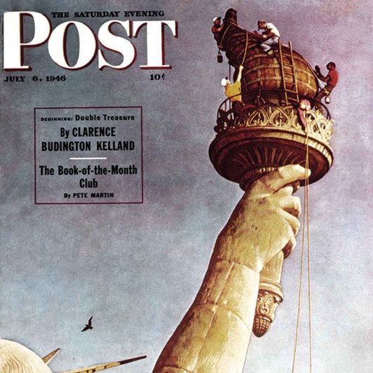 Norman Rockwell Famous Artwork Cleaning Cloth Working on the Statue of Liberty Norman Rockwell Famous Artwork Cleaning Cloth Working on the Statue of Liberty